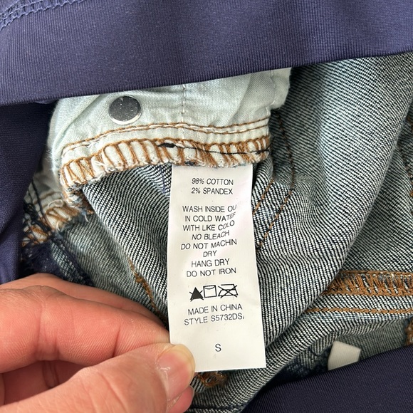 PinkBlush Blue Distressed Maternity Full Panel Bermuda Raw Hem Shorts - Picture 9 of 10